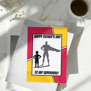 Superhelden-Vatertagskarte | Sofortdownload | Druckbare Comic-Stil Dad Karte | Lustige digitale Karte von Kid | DIY Held Papa Geschenk