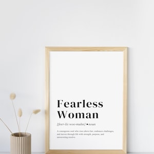Fearless Woman Print | Minimalist Wall Poster | Empowering Printable Poster | Home Decor | Dictionary Art | Definition Digital Download