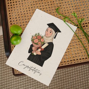 Asian Muslim Girl Grad - Hijabi Graduation Card – Printable Gift for Her