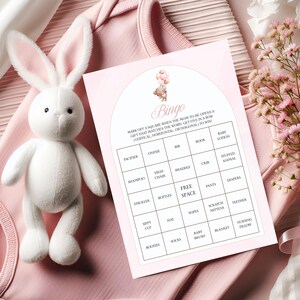Editable Baby Shower Bingo • Pink Bingo Game for Girl • Canva Template • Printable Baby Shower Game