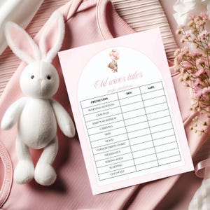 Editable Old Wives Tales Game • Pink Baby Gender Prediction • Canva Template • Printable Baby Shower Game