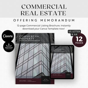 Plantilla de memorando de oferta inmobiliaria / Presentación de listado comercial / Folleto de propiedad / Editar en Canva / Paquete de alquiler y venta
