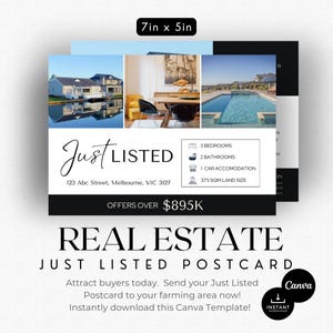 Net aangeboden ansichtkaart luxe onroerend goed | Listingpresentatie | Landbouw | Vastgoedmarketing | Promotiebriefkaart | Vastgoedflyer