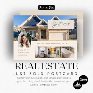 Postkaartsjabloon 'Net verkocht onroerend goed' | Listingpresentatie | Vastgoedflyer | Marketing voor makelaars | Hallo buurvrouw | Postkaart landbouw