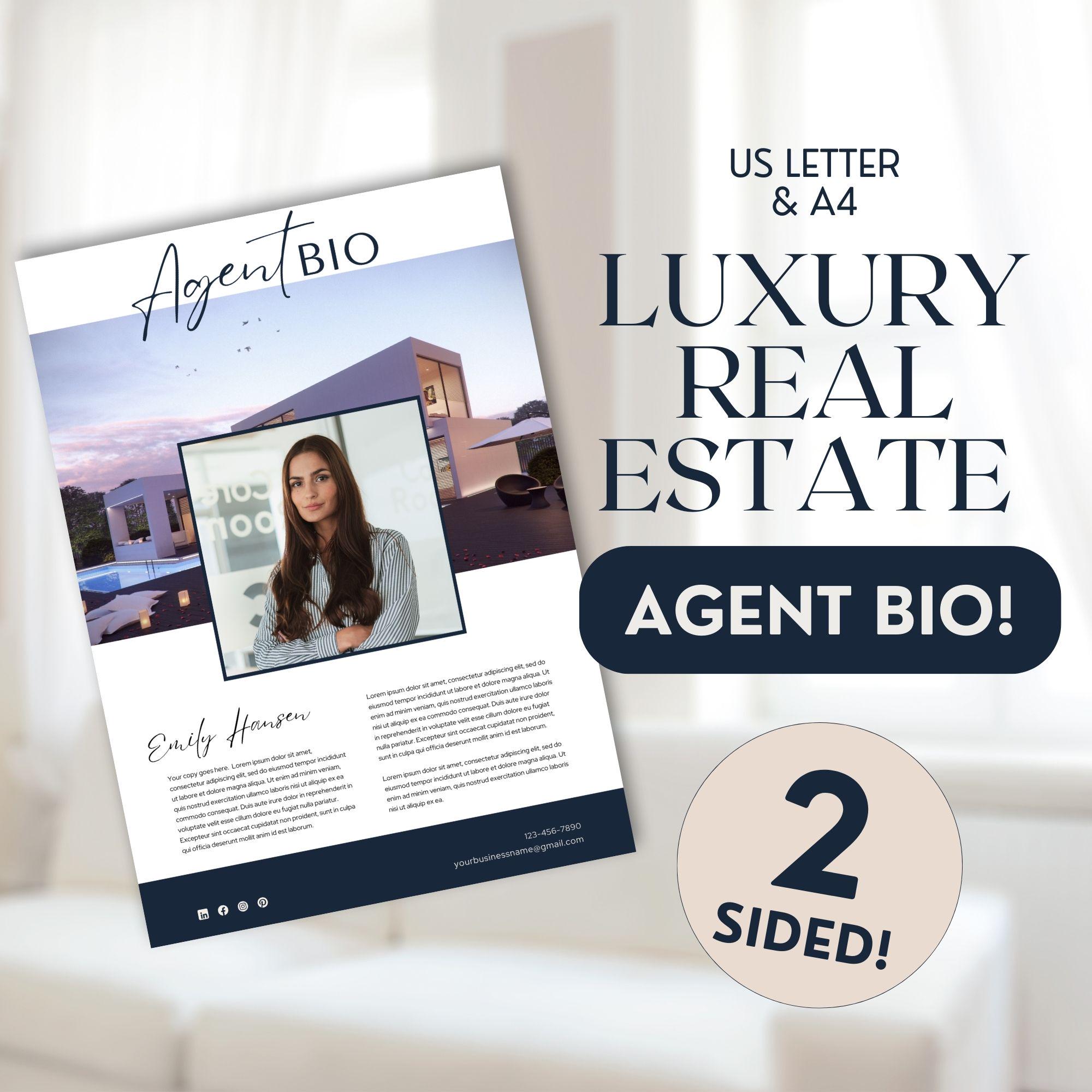 Luxury Real Estate Agent Bio Canva Template - Etsy