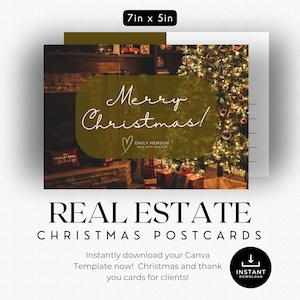 Postales navideñas de bienes raíces / Tarjeta de agradecimiento / Tarjeta festiva / Postal de saludos de temporada de bienes raíces / Marketing de agentes inmobiliarios / Hola agricultura