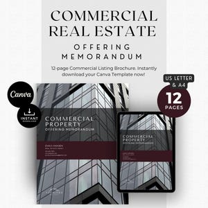 Plantilla de memorando de oferta inmobiliaria / Presentación de listado comercial / Folleto de propiedad / Editar en Canva / Paquete de alquiler y venta