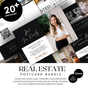 Bundel met luxe onroerend goed | Landbouwbriefkaart | Listingpresentatie | Marketing voor makelaars | Briefkaart met QR-code | Net vermeld |