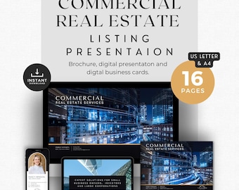 Commercial Real Estate Presentation Template: Brochure, Slides, Business Cards (Digital Download)
