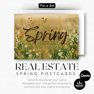 Briefkaart onroerend goed lente | Listingpresentatie | Marketing voor makelaars | Briefkaart met QR-code | Vastgoedlandbouw | Groen ontwerp | Briefkaart