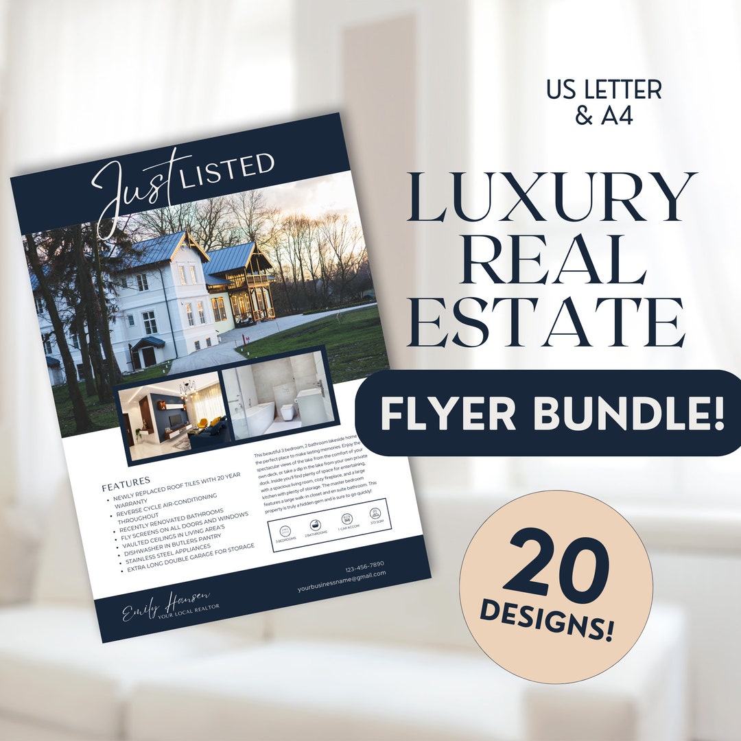 Luxury Real Estate Flyer Bundle: 20 Realtor Marketing Templates (canva ...