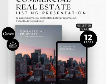 Commercial Real Estate Listing Presentation Template: Canva Brochure (Digital Download)