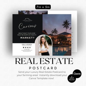 Briefkaart luxe onroerend goed | Landbouwbriefkaart | Listingpresentatie | Marketing voor makelaars | Hallo buurvrouw | Deurklopper | Vastgoedflyer