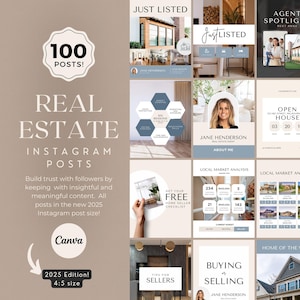 Just Listed Instagram Post | 2025 Updated Real Estate Socials Posts | Social Media Manager | Listing Presentation | Facebook | Open House