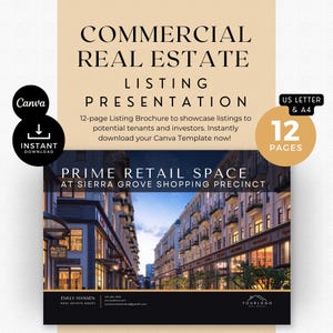 Presentazione dell&#39;annuncio immobiliare commerciale / Memorandum di offerta / Brochure immobiliare / Modifica in Canva / Pacchetto di locazione / Annuncio al dettaglio