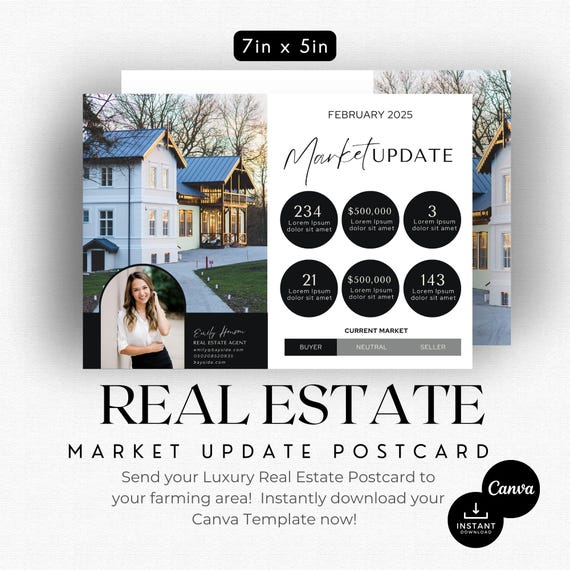 Luxury Real Estate Market Update Postcard: Realtor Branding (Canva Template)