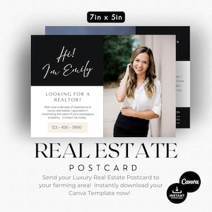 Briefkaart luxe onroerend goed | Landbouwbriefkaart | Listingpresentatie | Marketing voor makelaars | Hallo buurvrouw | Deurklopper | Vastgoedflyer