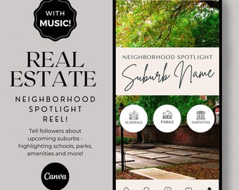 Done For You Real Estate Neighborhood Spotlight Reel: Canva Template (Digital Download)