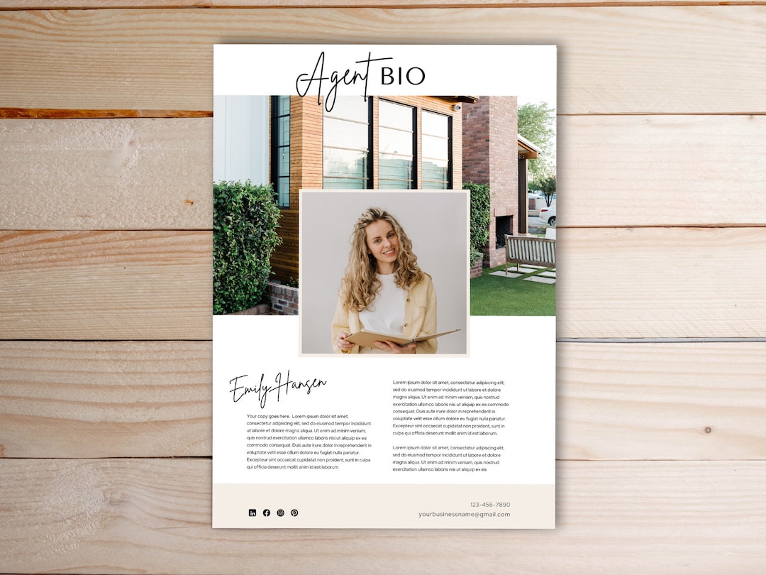 Real Estate Agent Bio Flyer: Canva Template (digital Download) - Etsy
