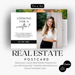 Briefkaart luxe onroerend goed | Landbouwbriefkaart | Listingpresentatie | Marketing voor makelaars | Hallo buurvrouw | Deurklopper | Vastgoedflyer