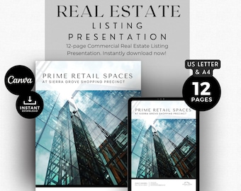 Commercial Real Estate Listing Brochure: 12-Page Canva Template