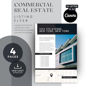 Folleto de listado de bienes raíces comerciales / Memorándum de oferta / Folleto de propiedad / Oferta de 4 páginas / Folleto de bienes raíces / Correo para agentes inmobiliarios