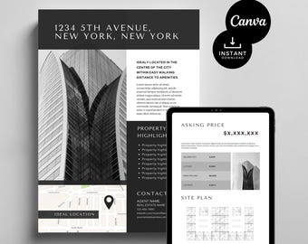 Commercial Real Estate Offering Memorandum: 4-Page Property Brochure (Canva Template)