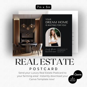 Briefkaart luxe onroerend goed | Listingpresentatie | Landbouwbriefkaart | Marketing voor makelaars | Agent briefkaart | Droomhuis | Vastgoedflyer