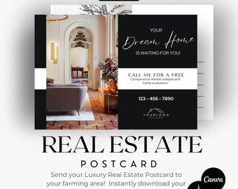 Luxury Real Estate Postcard Template: Hello Neighbor Realtor Marketing (Canva)