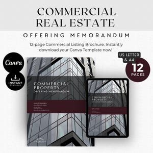 Plantilla de memorando de oferta inmobiliaria / Presentación de listado comercial / Folleto de propiedad / Editar en Canva / Paquete de alquiler y venta