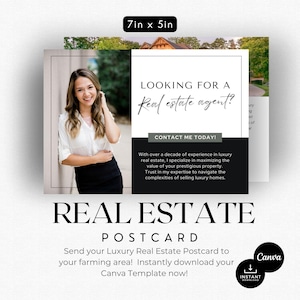 Briefkaart luxe onroerend goed | Landbouwbriefkaart | Listingpresentatie | Marketing voor makelaars | Introductie voor agenten | QR-code | Vastgoedflyer