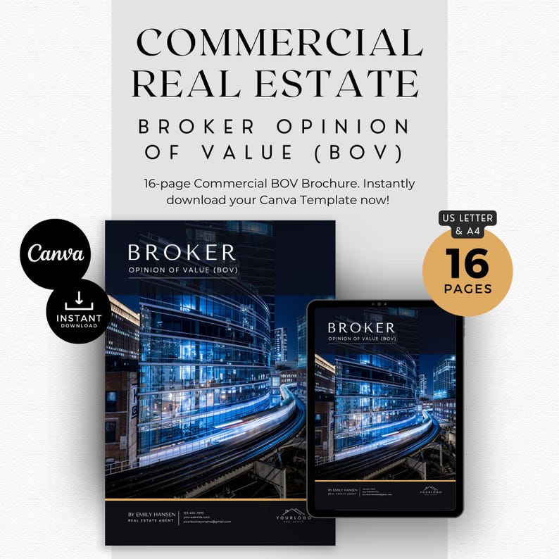 Commercial Real Estate BOV Template: 16-page Property Valuation ...