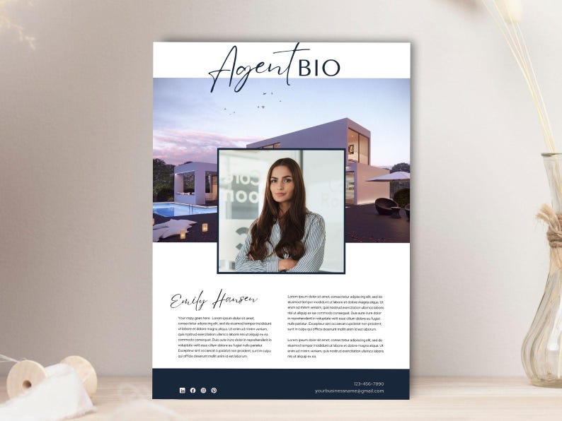 Luxury Real Estate Agent Bio Canva Template - Etsy