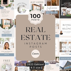 Real Estate Social Media Posts | 2025 Updated | Social Media Manager | Listing Presentation | Realtor Marketing | Instagram Correct Size