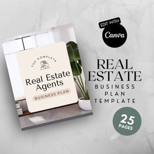 Grundlegende Geschäftsplan Vorlage für Unternehmen, Businessplan für Makler, bearbeitbarer Canva Businessplan, Immobilen Marketing, SOFORTIGER DOWNLOAD EMS0003