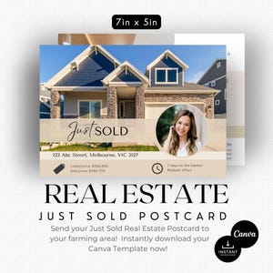 Postkaartsjabloon 'Net verkocht onroerend goed' | Listingpresentatie | Vastgoedflyer | Marketing voor makelaars | Hallo buurvrouw | Postkaart landbouw