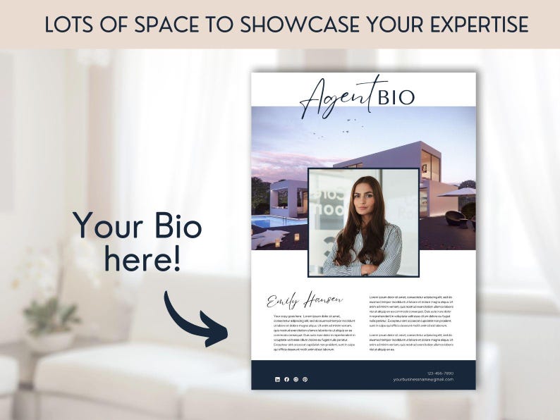 Luxury Real Estate Agent Bio Canva Template - Etsy