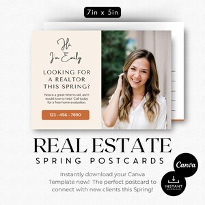 Briefkaart onroerend goed in de lente | Listingpresentatie | Marketing voor makelaars | Briefkaart met QR-code | Vastgoedlandbouw | Oranje bloemen | Briefkaart