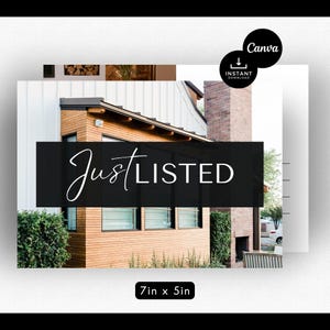 Ansichtkaart Just Listed Modern | Listingpresentatie | Vastgoedmailer | Marketing voor makelaars | Hallo buurvrouw | Postkaart landbouw