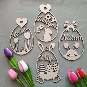 Set of 3 Personalized Eggs with Name – Custom Easter Egg – Engraved Wooden Easter Egg – Easter Basket Filler – Personalized Easter Gift