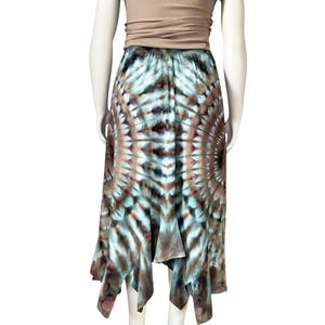 New hand dyed “Ice Dye” brown, blue and purple plum flounce skirt- Women’s Small/Medium