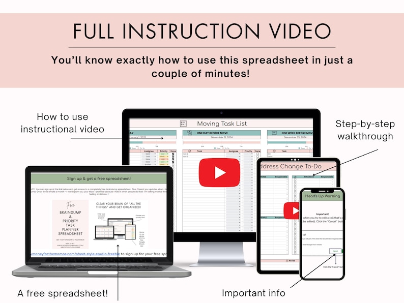 moving spreadsheet with walkthrough video