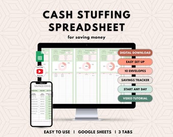 Cash Stuffing Envelopes for Savings Spreadsheet | cash envelopes, saving money tracker for Google Sheets