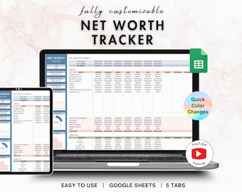 Net Worth Tracker | financial planner for wealth tracking, Google Sheets budget spreadsheet, debt tracker, personal finance budget template