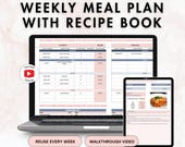 Digital Meal Planning Spreadsheet | weekly meal planner, family recipe cards, grocery list for Google Sheets