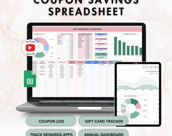 Coupon Spreadsheet |  grocery savings tracker, couponing worksheet template, grocery budgeting, Google Sheets coupon log