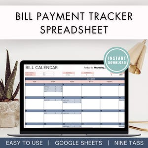 Bill Tracker Spreadsheet for Google Sheets budgeting - budget spreadsheet, expense tracker, bill calendar, & payment tracker for your money