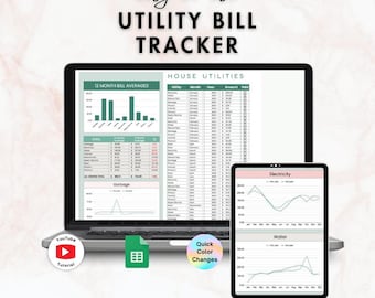 Utility Bill Tracker Spreadsheet | utilities template for Google Sheets to track household finances for monthly bills and payment log