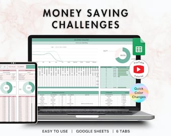 Savings Challenge Spreadsheet | money challenge tracker for Google Sheets, 52 week challenge, no spend challenge
