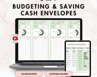 Digital Cash Envelopes Spreadsheet | budget tracker & savings tracker, simple budget sheet, digital cash stuffing for Google Sheets